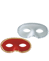 Antifaz de ante con pasamanería de colores surtidos con etiqueta