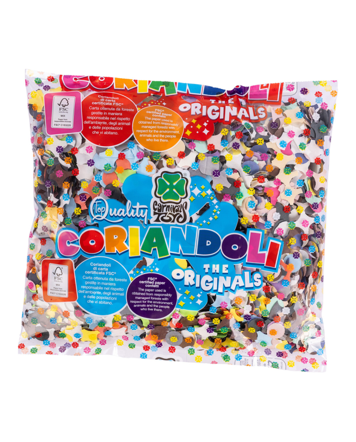 Coriandolone Multicolor Lusso Gr.300 Ca. Diam.Cm.2 Ca. In Busta