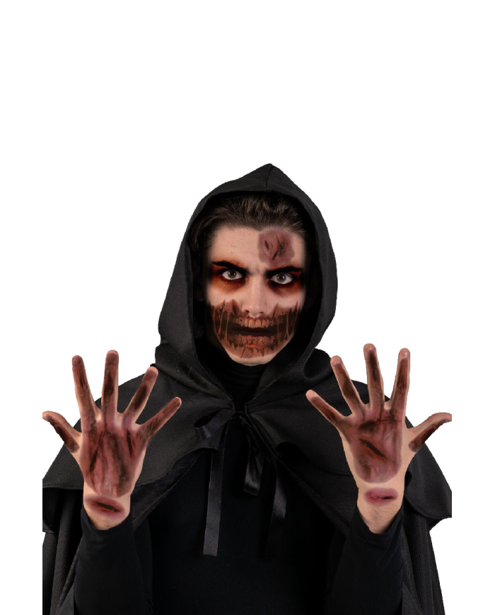 Trägerkarte Hände- und Narben-Tattoos in Beutel auf Pappkarton