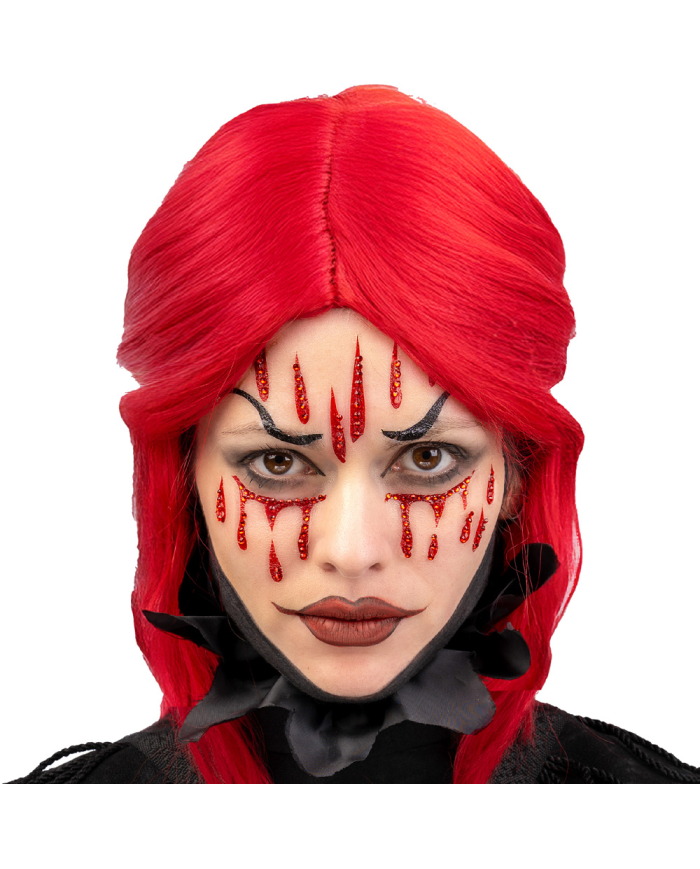 Blood face tattoos with rhinestones in bag on card