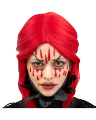 Fiche de tatouages visage sang avec strass dans un sachet sur papier cartonné Fiche de tatouages visage sang avec strass dans un sachet sur papier cartonné