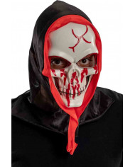 White rigid plastic skull mask with blood splashes, with fabric White rigid plastic skull mask with blood splashes, with fabric