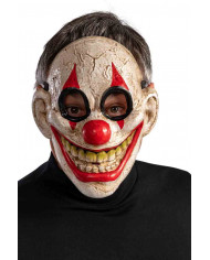 Rigid plastic mask with the appearance of a scary smiling clown
