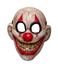 Rigid plastic mask with the appearance of a scary smiling clown