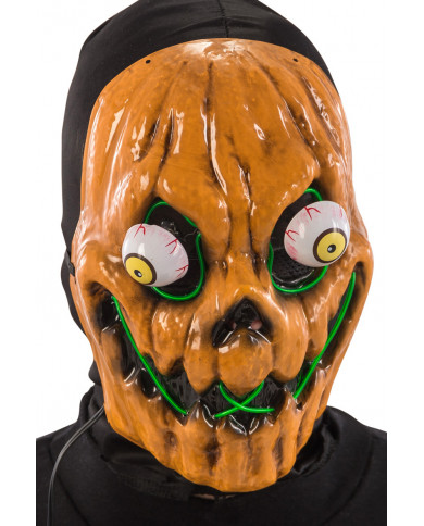 Pumpkin mask in plastic with protruding eyes and bright
