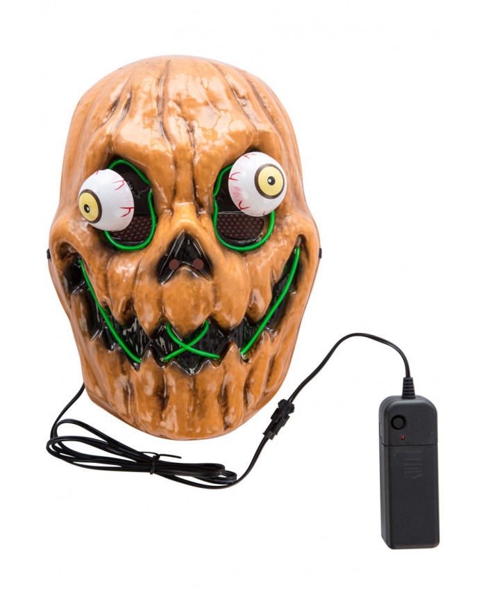 Pumpkin mask in plastic with protruding eyes and bright Pumpkin mask in plastic with protruding eyes and bright