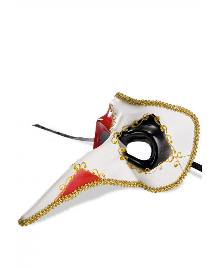 Venetian chinless mask with long nose in plastic. It's