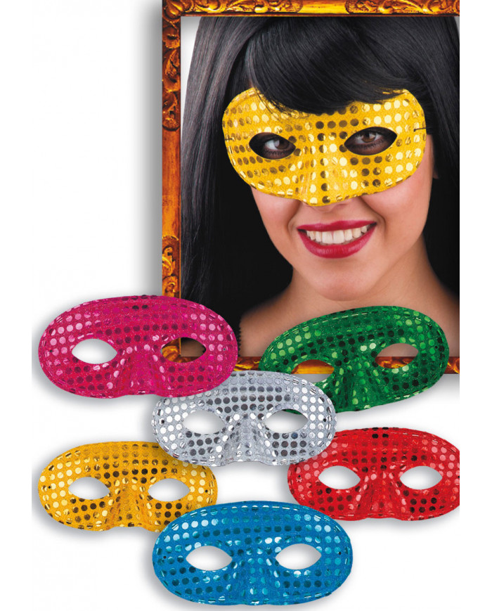 Fabric domino masks with sequins decorations in the assorted