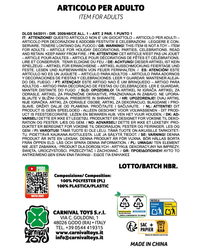 Parrucca nera mossa in busta