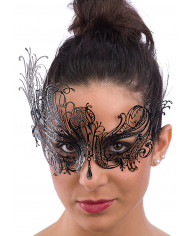 Maschera di Carnevale realizzata metallo nero ricamato Maschera di Carnevale realizzata metallo nero ricamato
