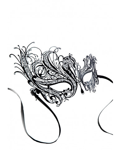 Black metal chinless mask with asymmetrical shape for a Black metal chinless mask with asymmetrical shape for a