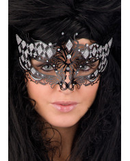 Black metal chinless mask with rhinestones for mysterious women.