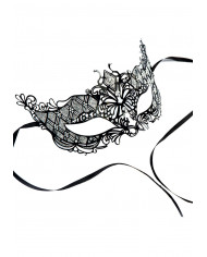 Black metal chinless mask with rhinestones for mysterious women.