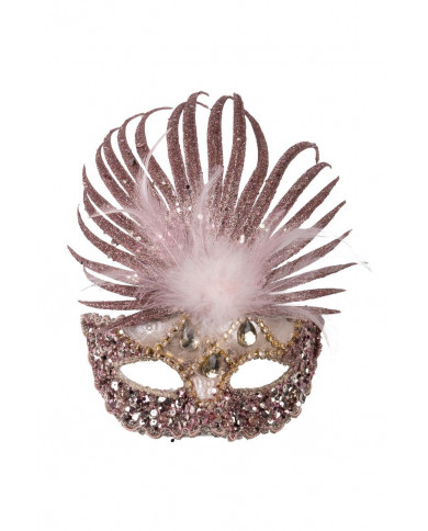 Chinless fabric mask decorated with sequins, feathers and Chinless fabric mask decorated with sequins, feathers and