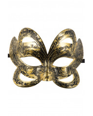 Chinless mask in golden plastic, with refined carving and
