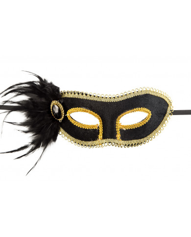 Chinless mask in plastic covered with black velvet and edged Chinless mask in plastic covered with black velvet and edged