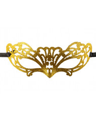 Chinless mask in carved plastic and covered with gold glitter