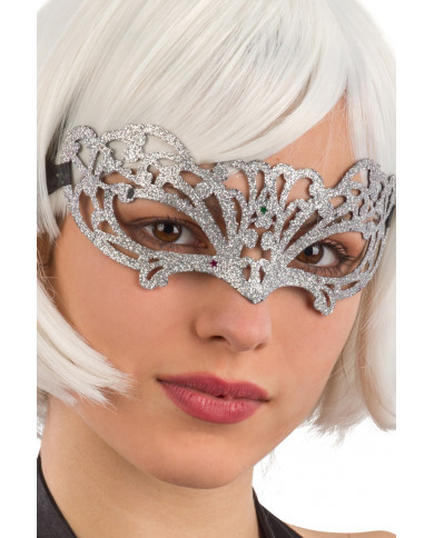 Chinless mask in carved plastic and covered with silver