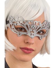 Chinless mask in carved plastic and covered with silver