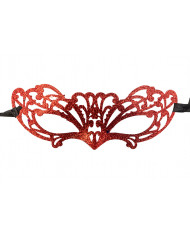 Chinless mask in carved plastic and covered with red glitter