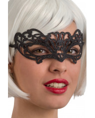 Chinless mask in carved plastic and covered with black glitter