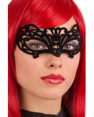 Chinless mask in carved plastic and covered with black velvet