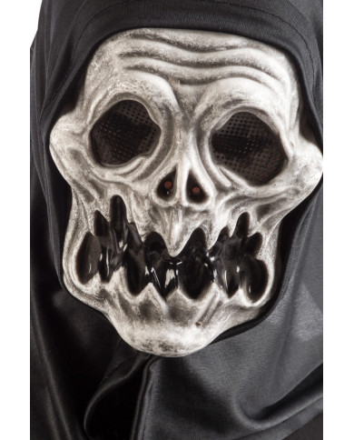 Skull mask in plastic with fabric hood, it will make you Skull mask in plastic with fabric hood, it will make you