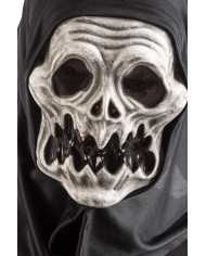 Skull mask in plastic with fabric hood, it will make you