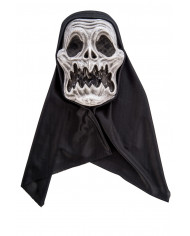 Skull mask in plastic with fabric hood, it will make you