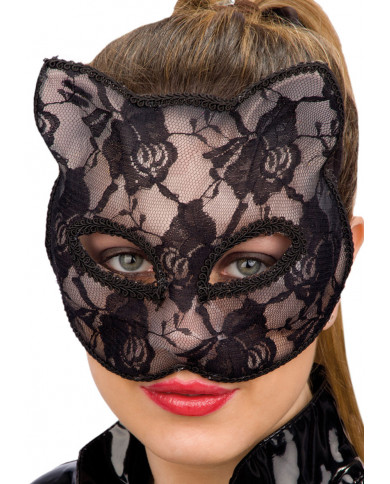 Chinless plastic mask with black lace for an attractive cat