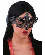 Black plastic chinless mask decorated with rhinestones like an