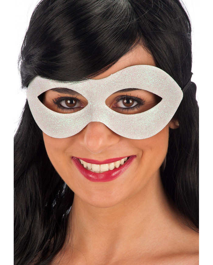 Plastic half face mask with white glitter, to light up your New Plastic half face mask with white glitter, to light up your New
