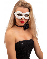 Plastic half face mask with white glitter, to light up your New Plastic half face mask with white glitter, to light up your New