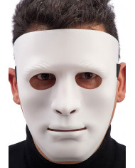 Maschera viso bianco in plastica rigida. Evidenziate le
