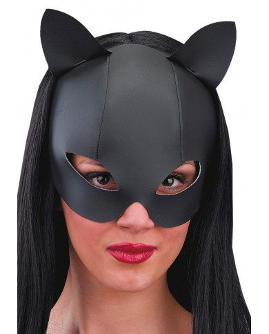 Fake Leather Black Cat Mask With Header