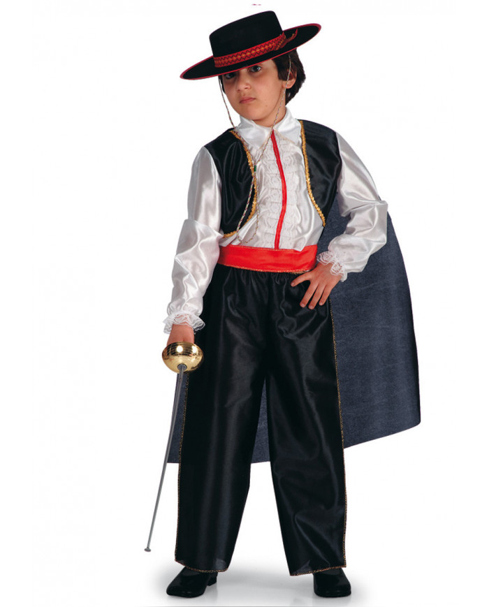 Satin Coat, Pants And Cape W/Hat And Sword