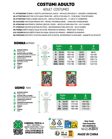Costume Spagnola T.U.(M-L) In Busta C/Gancio
