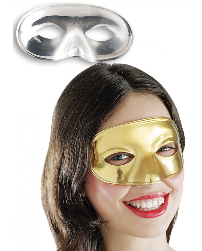 Antifaz de plástico metalizado de colores surtidos con etiqueta Antifaz de plástico metalizado de colores surtidos con etiqueta