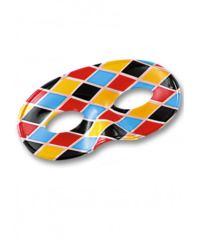 Domino Augenmaske Harlekin aus Kunststoff mit Pappschild/Etikett