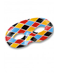 Demi-masque Arlequin en plastique avec étiquette volante / étiquette Demi-masque Arlequin en plastique avec étiquette volante / étiquette