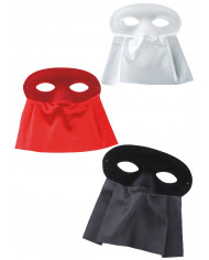 Maschere domino in plastica scamosciata con bautta in raso nei Maschere domino in plastica scamosciata con bautta in raso nei