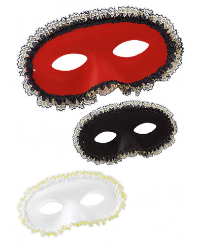 Domino Augenmaske Velourskunstleder mit laminierter Rüsche Domino Augenmaske Velourskunstleder mit laminierter Rüsche