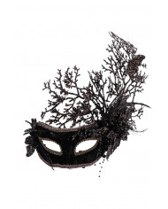 Mascherina mezzo viso nera in plastica con decorazioni floreali Mascherina mezzo viso nera in plastica con decorazioni floreali