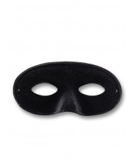 Maschera domino in plastica scamosciata nera in taglia bambino.