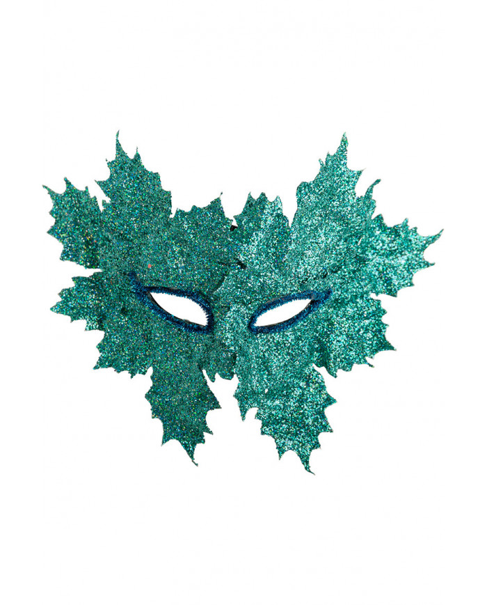 Maschera mezzo viso ricoperta da glitter verde acqua. La Maschera mezzo viso ricoperta da glitter verde acqua. La