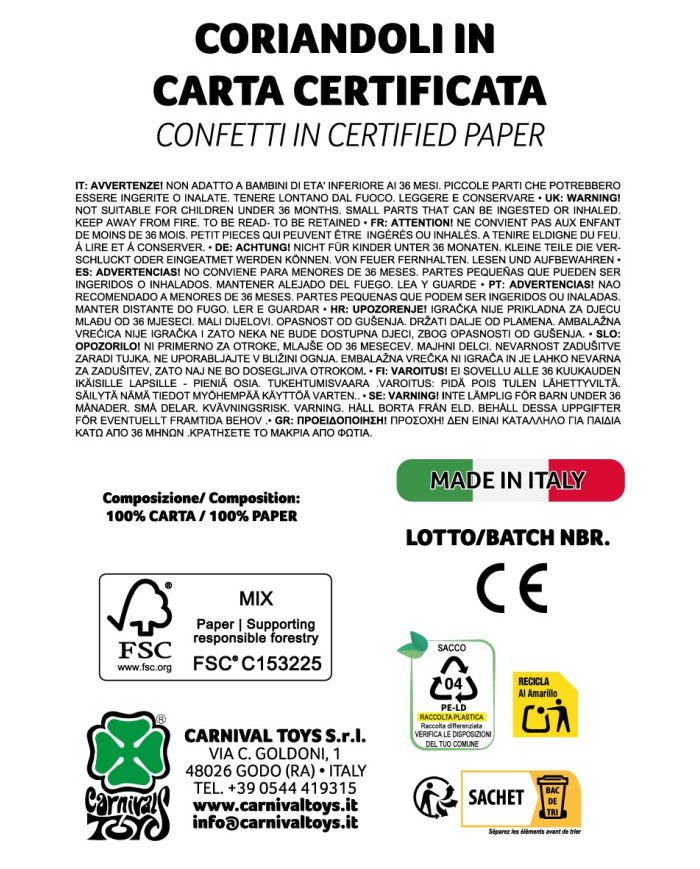 Confetis gigantes  500 gr. en papel certificado