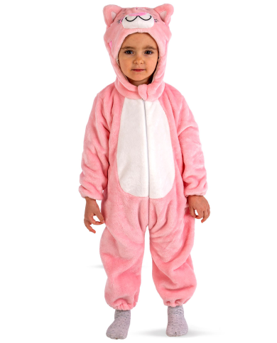 Cat fleece jumpsuit with hood in bag w/hook