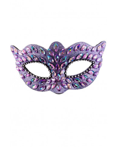 Lilac plastic mask with violet gems and silver rhinestones Lilac plastic mask with violet gems and silver rhinestones