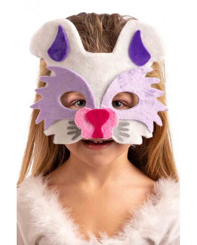Nice bunny mask made of white velvet, with lilac ears and eyes Nice bunny mask made of white velvet, with lilac ears and eyes