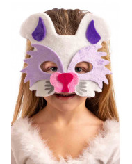 Nice bunny mask made of white velvet, with lilac ears and eyes Nice bunny mask made of white velvet, with lilac ears and eyes